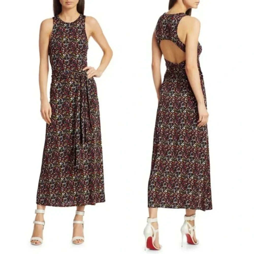 Tanya Taylor Octavia Floral Maxi Dress Size Small Open Back Stretch Comfy